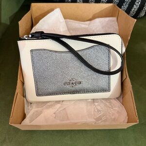 Coach Two-Tone Wristlet in White and Gray